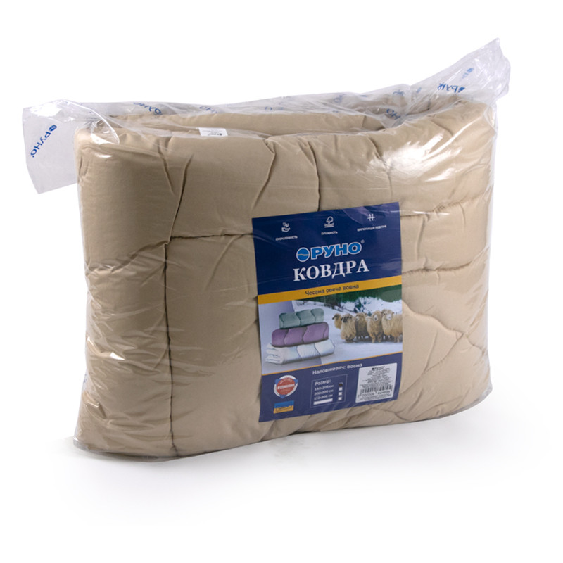 Ковдра Руно - вовняна тепла бежева євро 200x220 см 450 гр/м2 (22369) Ковдра Руно - вовняна тепла бежева євро 200x220 см 450 гр/м2 (22369)