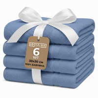 Набір 6 шт серветок махрових бавовна IDEIA - 30x30 синій (550 гр/м2)