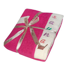Набір для сауни Gursan Cotton жіночий - Pink (рушник 75*150 + чалма + тапочки)