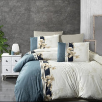Постільна білизна First Choice ранфорс - Manolya blue stone євро