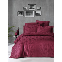 Постільна білизна First Choice сатин Dark жаккард - Clover бордо євро