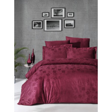 Постільна білизна First Choice сатин Dark жаккард - Clover бордо євро