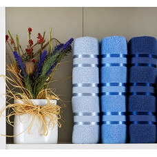 Набір рушників Gursan Cotton Stripe Micro Deluxe - Blue 70*140 (3 шт)