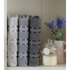 Набір рушників Gursan Cotton Stripe Micro Deluxe - Grey 50*90 (3 шт)