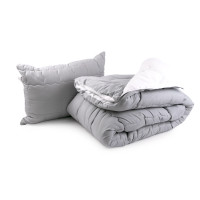 Набір ковдра з подушкою Руно - Grey White сірий полуторний 140х205+50х70 см теплий 400 гр/м2 (27099)